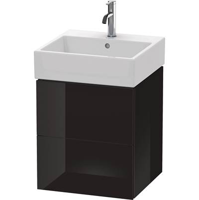Duravit LC627404040 - Duravit L-Cube 19" Wall Mount Two Drawer Single Vanity Cabinet In High Gloss Black, Sink Sold Separately