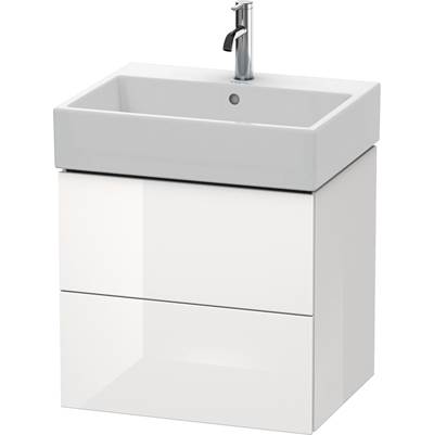 Duravit LC627502222 - Duravit L-Cube 23" Wall Mount Two Drawer Single Vanity Cabinet In High Gloss White, Sink Sold Separately