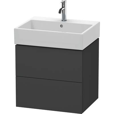 Duravit LC627504949 - Duravit L-Cube 23" Wall Mount Two Drawer Single Vanity Cabinet In Matte Graphite, Sink Sold Separately