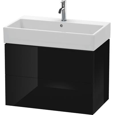 Duravit LC627704040 - Duravit L-Cube 30 7/8" Wall Mount Two Drawer Single Vanity Cabinet In High Gloss Black, Sink Sold Separately