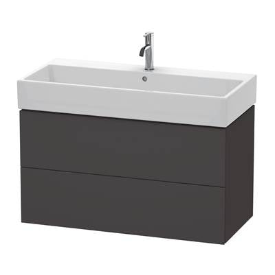 Duravit LC627808080 - Duravit L-Cube 38 3/4" Wall Mount Two Drawer Single Vanity Cabinet In Super Matte Graphite, Sink Sold Separately