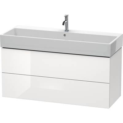Duravit LC627902222 - Duravit L-Cube 46 5/8" Wall Mount Two Drawer Single Vanity Cabinet In High Gloss White, Sink Sold Separately