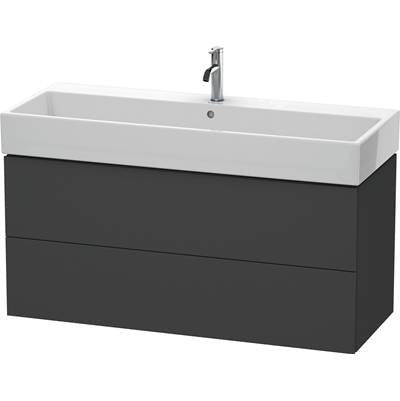 Duravit LC627904949 - Duravit L-Cube 46 5/8" Wall Mount Two Drawer Single Vanity Cabinet In Matte Graphite, Sink Sold Separately