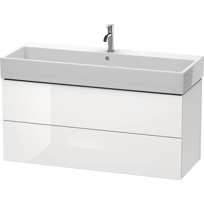 Duravit LC627908585 - Duravit L-Cube 46 5/8" Wall Mount Two Drawer Single Vanity Cabinet In High Gloss White, Sink Sold Separately