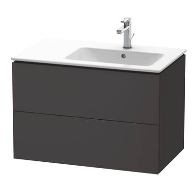 Duravit LC629208080 - Duravit L-Cube 32 1/4" Wall Mount Two Drawer Single Vanity Cabinet In Super Matte Graphite, Sink Sold Separately