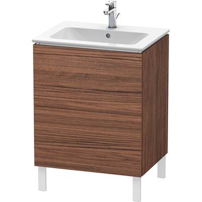 Duravit LC662502121 - Duravit L-Cube 24 3/8" Wall Mount Two Drawer Single Vanity Cabinet In Dark Walnut, Sink Sold Separately