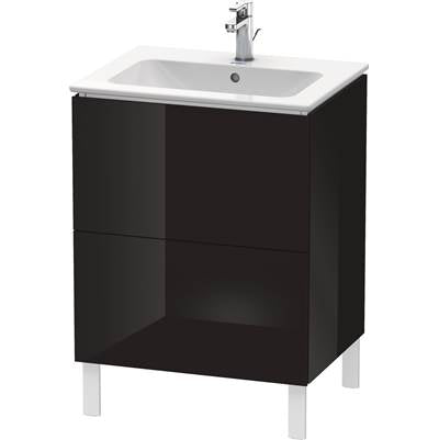 Duravit LC662504040 - Duravit L-Cube 24 3/8" Wall Mount Two Drawer Single Vanity Cabinet In High Gloss Black, Sink Sold Separately
