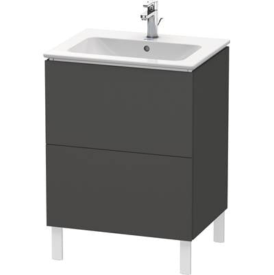 Duravit LC662504949 - Duravit L-Cube 24 3/8" Wall Mount Two Drawer Single Vanity Cabinet In Matte Graphite, Sink Sold Separately