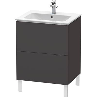 Duravit LC662508080 - Duravit L-Cube 24 3/8" Wall Mount Two Drawer Single Vanity Cabinet In Super Matte Graphite, Sink Sold Separately