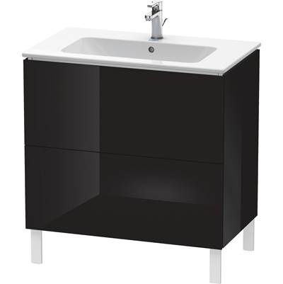 Duravit LC662604040 - Duravit L-Cube 32 1/4" Wall Mount Two Drawer Single Vanity Cabinet In High Gloss Black, Sink Sold Separately
