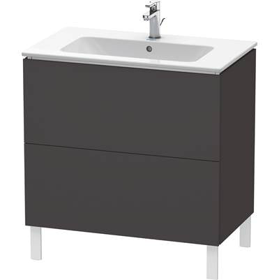 Duravit LC662608080 - Duravit L-Cube 32 1/4" Wall Mount Two Drawer Single Vanity Cabinet In Super Matte Graphite, Sink Sold Separately