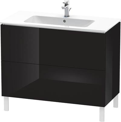 Duravit LC662704040 - Duravit L-Cube 40 1/8" Wall Mount Two Drawer Single Vanity Cabinet In High Gloss Black, Sink Sold Separately