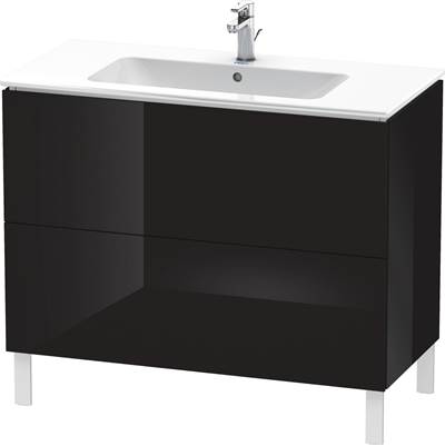 Duravit LC662704040 - Duravit L-Cube 40 1/8" Wall Mount Two Drawer Single Vanity Cabinet In High Gloss Black, Sink Sold Separately