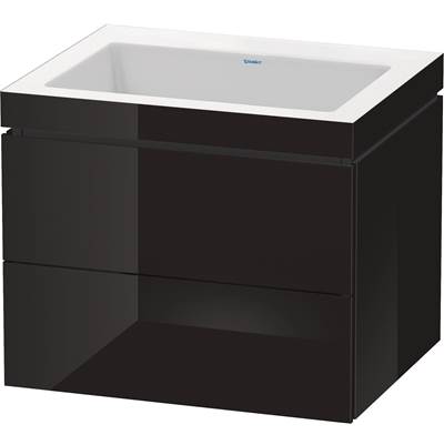 Duravit LC6926N4040 - Duravit L-Cube 23 5/8" Wall Mount Two Drawer C-Bonded Single Vanity In High Gloss Black, Including Cabinet And