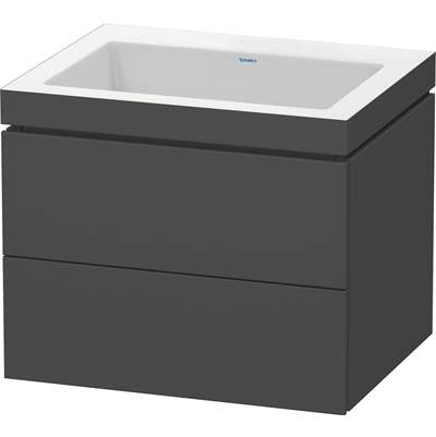 Duravit LC6926N4949 - Duravit L-Cube 23 5/8" Wall Mount Two Drawer C-Bonded Single Vanity In Matte Graphite, Including Cabinet And