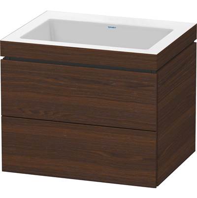 Duravit LC6926N6969 - Duravit L-Cube 23 5/8" Wall Mount Two Drawer C-Bonded Single Vanity In Brushed Walnut, Including Cabinet And