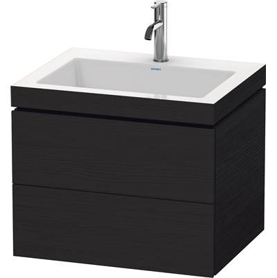 Duravit LC6926O1616 - Duravit L-Cube 23 5/8" Wall Mount Two Drawer C-Bonded Single Vanity In Black Oak, Including Cabinet And Single Hole Sink