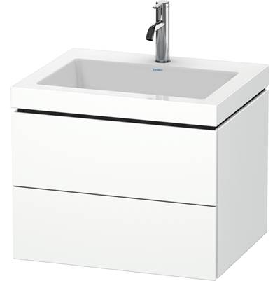 Duravit LC6926O1818 - Duravit L-Cube 23 5/8" Wall Mount Two Drawer C-Bonded Single Vanity In Matte White, Including Cabinet And Single Hole Sink