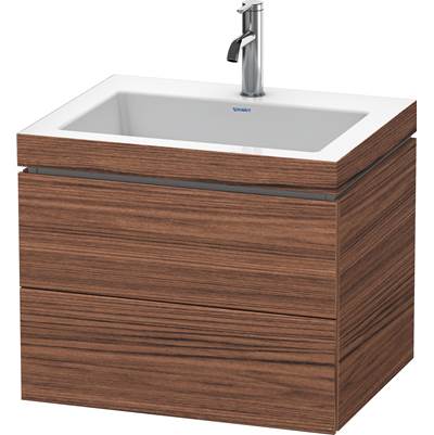Duravit LC6926O2121 - Duravit L-Cube 23 5/8" Wall Mount Two Drawer C-Bonded Single Vanity In Dark Walnut, Including Cabinet And Single Hole Sink