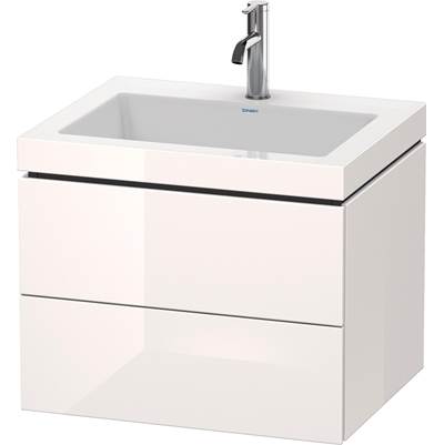 Duravit LC6926O2222 - Duravit L-Cube 23 5/8" Wall Mount Two Drawer C-Bonded Single Vanity In High Gloss White, Including Cabinet And Single Hole Sink