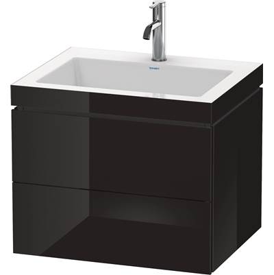 Duravit LC6926O4040 - Duravit L-Cube 23 5/8" Wall Mount Two Drawer C-Bonded Single Vanity In High Gloss Black, Including Cabinet And Single Hole Sink