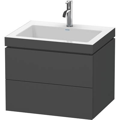 Duravit LC6926O4949 - Duravit L-Cube 23 5/8" Wall Mount Two Drawer C-Bonded Single Vanity In Matte Graphite, Including Cabinet And Single Hole Sink
