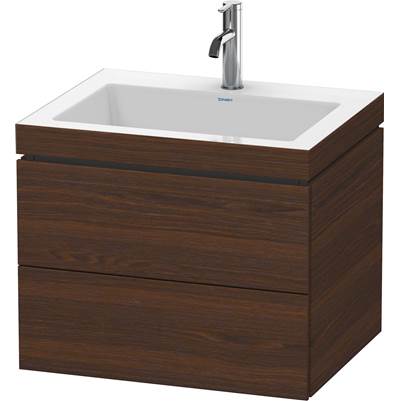 Duravit LC6926O6969 - Duravit L-Cube 23 5/8" Wall Mount Two Drawer C-Bonded Single Vanity In Brushed Walnut, Including Cabinet And Single Hole Sink