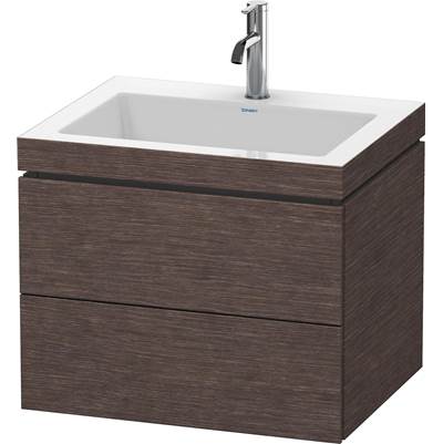 Duravit LC6926O7272 - Duravit L-Cube 23 5/8" Wall Mount Two Drawer C-Bonded Single Vanity In Brushed Dark Oak, Including Cabinet And Single Hole Sink