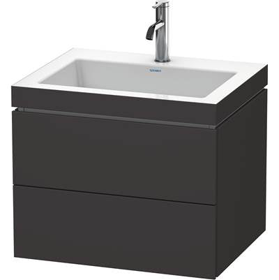 Duravit LC6926O8080 - Duravit L-Cube 23 5/8" Wall Mount Two Drawer C-Bonded Single Vanity In Super Matte Graphite, Including Cabinet And Single Hole Sink