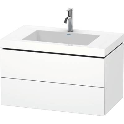 Duravit LC6927O1818 - Duravit L-Cube 31 1/2" Wall Mount Two Drawer C-Bonded Single Vanity In Matte White, Including Cabinet And Single Hole Sink