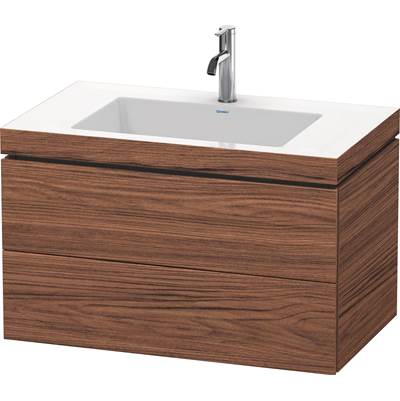 Duravit LC6927O2121 - Duravit L-Cube 31 1/2" Wall Mount Two Drawer C-Bonded Single Vanity In Dark Walnut, Including Cabinet And Single Hole Sink