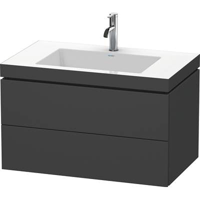 Duravit LC6927O4949 - Duravit L-Cube 31 1/2" Wall Mount Two Drawer C-Bonded Single Vanity In Matte Graphite, Including Cabinet And Single Hole Sink