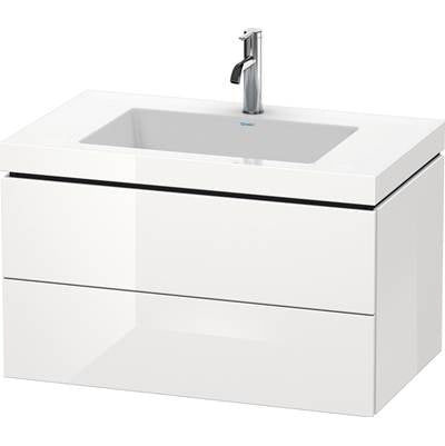 Duravit LC6927O8585 - Duravit L-Cube 31 1/2" Wall Mount Two Drawer C-Bonded Single Vanity In High Gloss White, Including Cabinet And Single Hole Sink