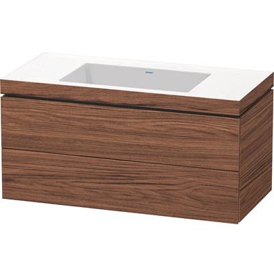 Duravit LC6928N2121 - Duravit L-Cube 39 3/8" Wall Mount Two Drawer C-Bonded Single Vanity In Dark Walnut, Including Cabinet And