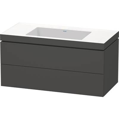 Duravit LC6928N4949 - Duravit L-Cube 39 3/8" Wall Mount Two Drawer C-Bonded Single Vanity In Matte Graphite, Including Cabinet And