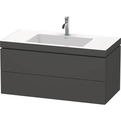 Duravit LC6928O4949 - Duravit L-Cube 39 3/8" Wall Mount Two Drawer C-Bonded Single Vanity In Matte Graphite, Including Cabinet And Single Hole Sink