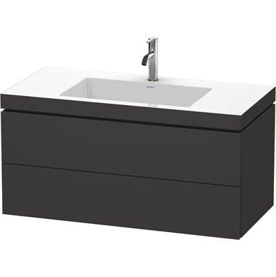 Duravit LC6928O8080 - Duravit L-Cube 39 3/8" Wall Mount Two Drawer C-Bonded Single Vanity In Super Matte Graphite, Including Cabinet And Single Hole Sink