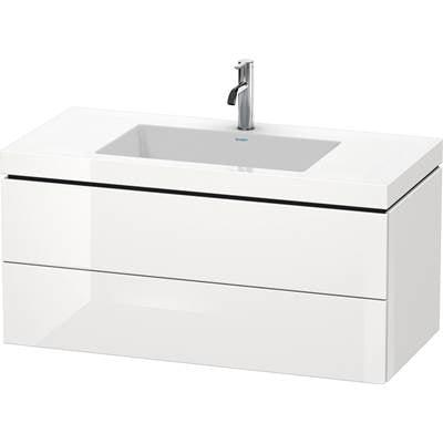 Duravit LC6928O8585 - Duravit L-Cube 39 3/8" Wall Mount Two Drawer C-Bonded Single Vanity In High Gloss White, Including Cabinet And Single Hole Sink