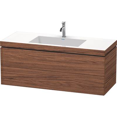 Duravit LC6929O2121 - Duravit L-Cube 47 1/4" Wall Mount Two Drawer C-Bonded Single Vanity In Dark Walnut, Including Cabinet And Single Hole Sink