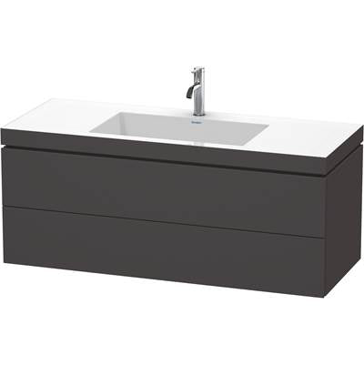 Duravit LC6929O8080 - Duravit L-Cube 47 1/4" Wall Mount Two Drawer C-Bonded Single Vanity In Super Matte Graphite, Including Cabinet And Single Hole Sink