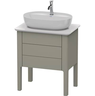 Duravit LU956509292 - Duravit Luv 25 1/8" Wall Mount Two Drawer Single Vanity Cabinet In Satin Matte Stone Gray, Sink Sold Separately