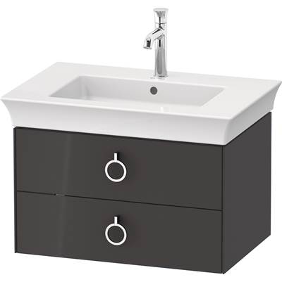 Duravit WT43510H1H1 - Duravit White Tulip 28 7/8" Wall Mount Two Drawer Single Vanity Cabinet In High Gloss Graphite, Sink Sold Separately