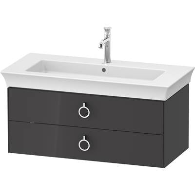Duravit WT43520H1H1 - Duravit White Tulip 38 3/4" Wall Mount Two Drawer Single Vanity Cabinet In High Gloss Graphite, Sink Sold Separately