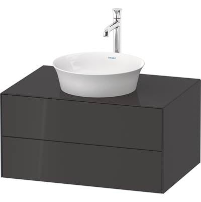 Duravit WT49850H1H1 - Duravit White Tulip 31 1/2" Wall Mount Two Drawer Single Vanity Cabinet In High Gloss Graphite, Sink Sold Separately