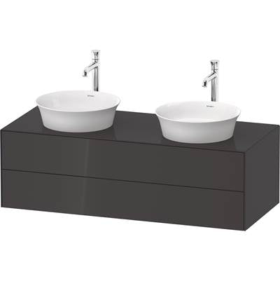 Duravit WT4988BH1H1 - Duravit White Tulip 51 1/8" Wall Mount Two Drawer Double Vanity Cabinet In High Gloss Graphite, Sink Sold Separately