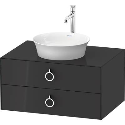 Duravit WT49900H1H1 - Duravit White Tulip 31 1/2" Wall Mount Two Drawer Single Vanity Cabinet In High Gloss Graphite, Sink Sold Separately
