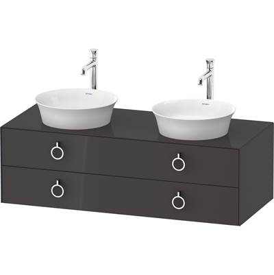 Duravit WT4993BH1H1 - Duravit White Tulip 51 1/8" Wall Mount Two Drawer Double Vanity Cabinet In High Gloss Graphite, Sink Sold Separately