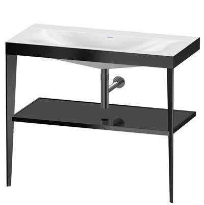 Duravit XV4716NB240 - Duravit Xviu 39 3/8" Console Sink In Matte Black And High Gloss Black Shelf