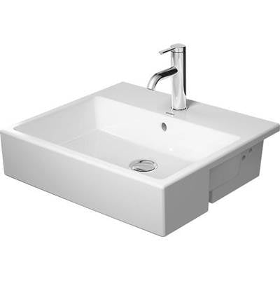 Duravit 0382550060 - Duravit Vero 21 5/8" Rectangular Semi-Recessed Sink In White With No Faucet Holes And Overflow