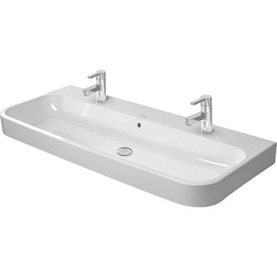Duravit 2318120024 - Duravit Happy D.2 47 1/4" Rectangular Wall Mounted Sink In White With Two Sets Of Single Faucet Holes And With Overflow